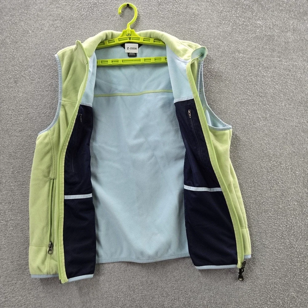 VINTAGE L.L. Bean Women Jacket XL Light Green‎ Vest Fleece Activewear Zipper
